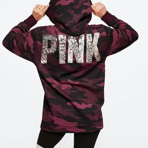 Pink black orchid camo sherpa pullover